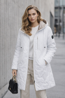 Biała lekko taliowana kurtka z kapturem
