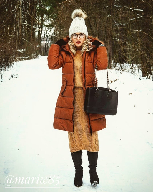 LONG HOODED WINTER JACKET GINGERBREAD (7751)
