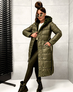 2w1 khaki zimowa kurtka - futro
