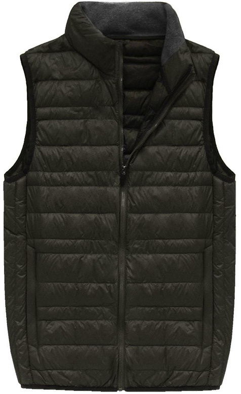 MĘSKA KAMIZELKA Z PUCHEM NATURALNYM KHAKI (5008)