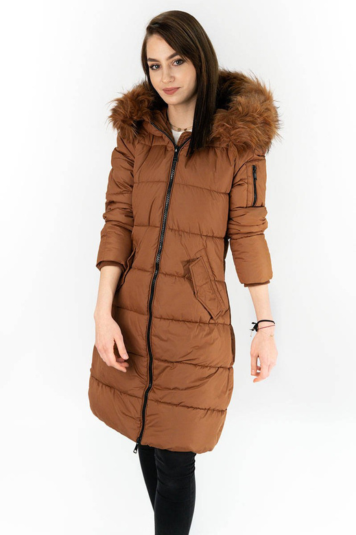 LANGE WINTER JACKE MIT KAPUZE FUCHSROT (7751)