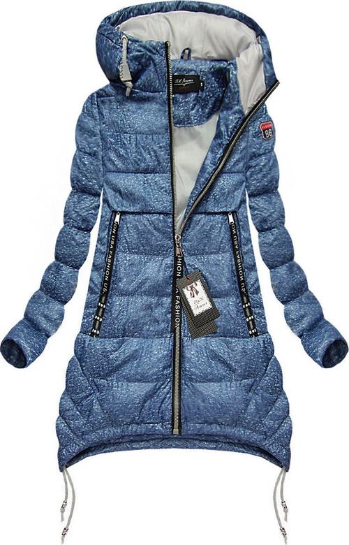 HOODED QUILTED JACKET BLUE+WHITE (1710BIG)