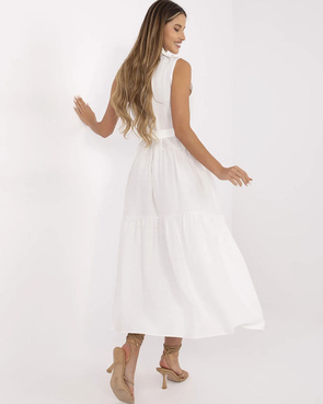 Długa kremowa sukienka bez rękawów