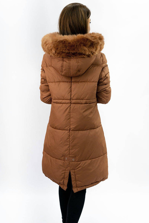 LANGE WINTER JACKE MIT KAPUZE FUCHSROT (7752)