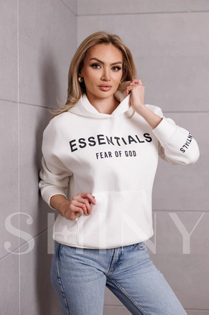 Luźna bluza z kapturem biała