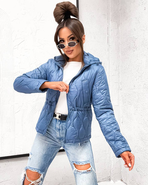 Niebieska kurtka ściągana pod biustem