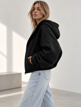 Damska czarna bluza oversize z kapturem