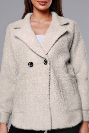 Kurtka alpaka na guziki ecru