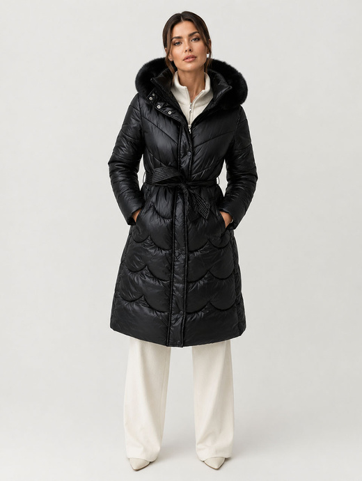 LANGE JACKE MIT HAUBE SCHWARZ (PM7231)