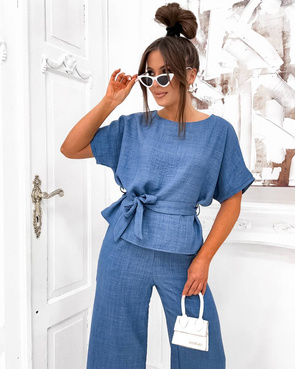 Zwiewny komplet imitujący jeans