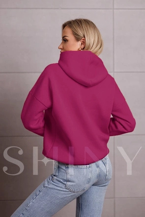 Luźna bluza z kapturem ciemny róż