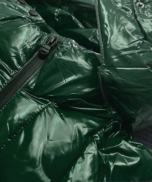GLOSSY QUILTED DARK GREEN JACKET (7697)