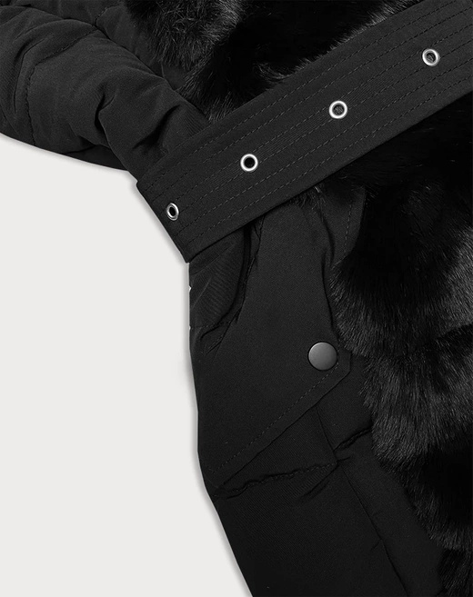 Czarna zimowa kurtka z futrem