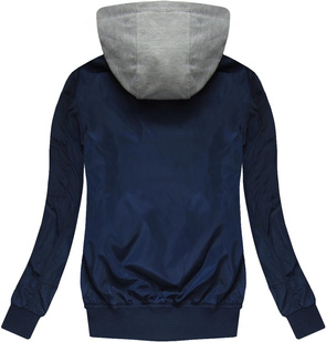 BOMBER JACKET WITH BADGES  NAVY BLUE (W558)