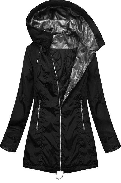BLACK LONGER JACKET WITH HOOD (B9515)