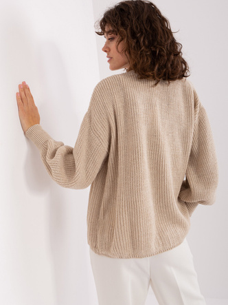 Dzianinowy beżowy komplet dwuczęściowy top i sweter