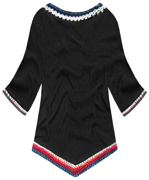 BLUZKA Z SZYDEŁKOWANYMI WSTAWKAMI CZARNA (ART11)