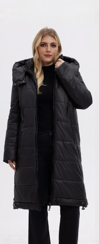 Przejściowa długa kurtka z kapturem czarna