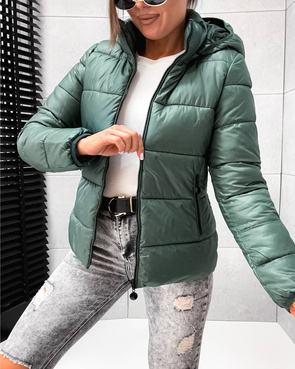 Klasyczna puchowa kurtka zimowa zielony ciemny