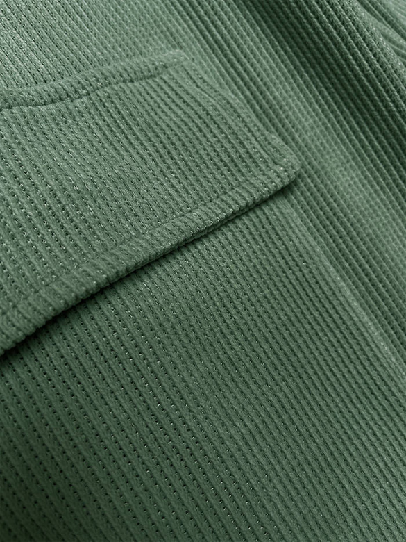 Oliwkowy komplet dresowy damski – bluza ze stójką (wafel) + spodnie z kieszeniami