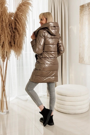 Brązowa metaliczna kurtka zimowa