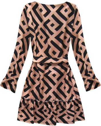 GEOMETRIC PATTERN DRESS BLACK-SALMON (163ART)