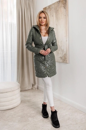 Damski płaszcz z paskiem khaki