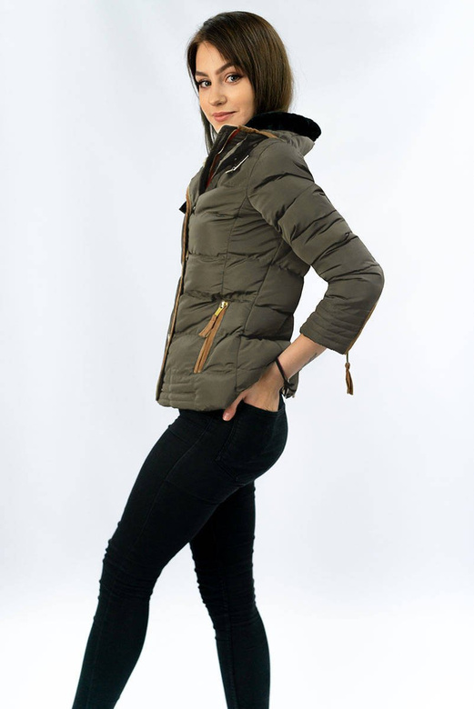 QUILTED HOODED JACKET KHAKI (WZ6636))