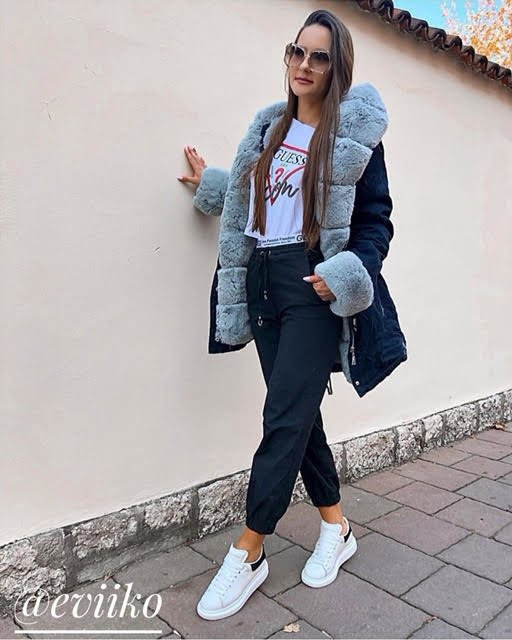 BAUMWOLLE PARKA MIT FELL KHAKI (XW793X)