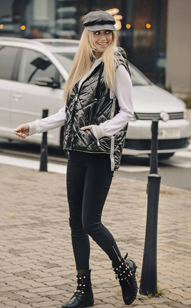 Błyszcząca kamizelka damska czarna (ag3-02)