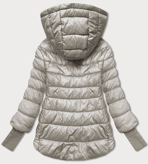 Krótka kurtka beżowa z asymetrycznym dołem