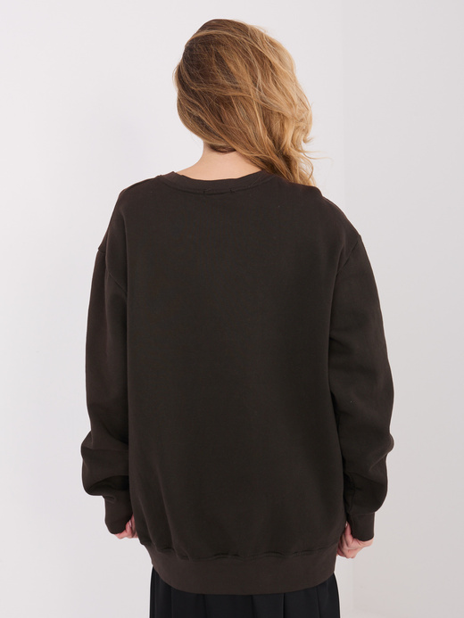 Ocieplana długa bluza basic ciemnobrązowa