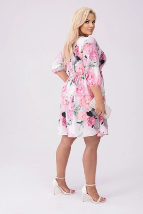 Sukienka plus size w kwiaty ecru