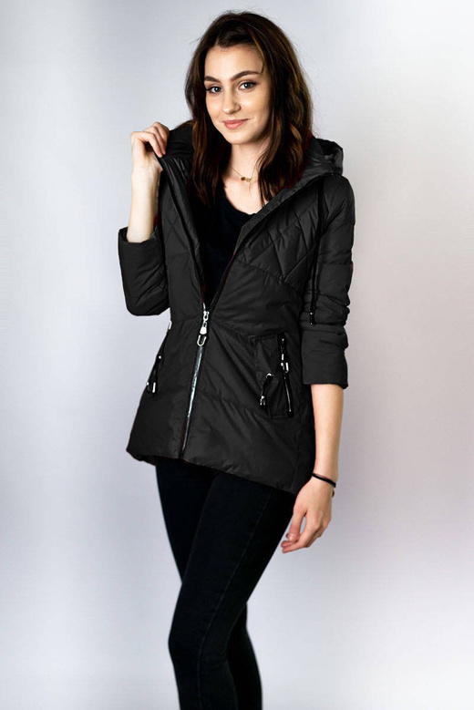 DAMSKA KURTKA ASYMETRYCZNA CZARNA (905)