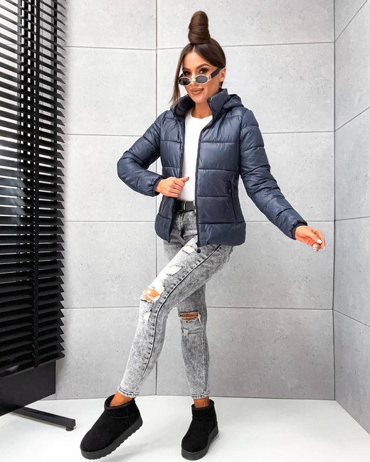 Klasyczna puchowa kurtka zimowa granat