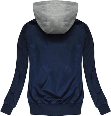 BOMBER JACKET WITH BADGES NAVY BLUE (W558)