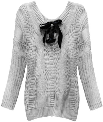 LACE-UP BACK JUMPER LIGHT GREY (183ART)