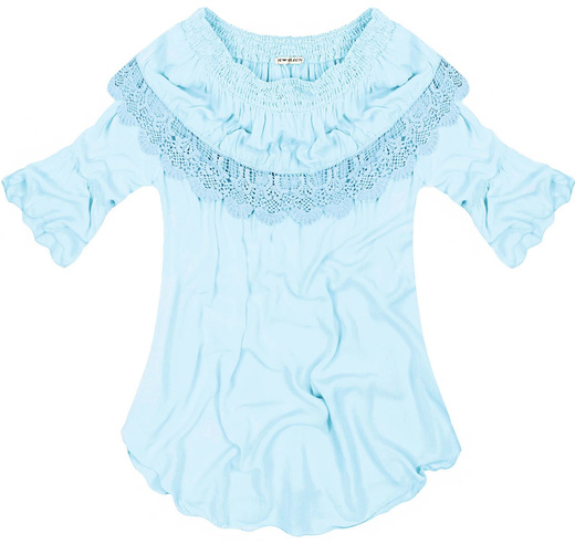 BOHO TOP WITH FRILL DETAIL BABY BLUE (X8665X)