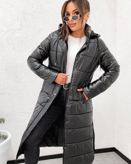 Przejściowa kurtka damska do kolan czarna