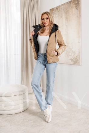 Dwustronna kurtka czarny-beż