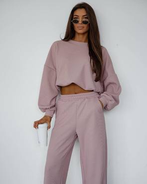 Dwuczęściowy komplet typu wafel pudrowy róż