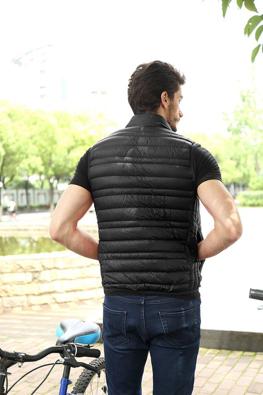 MĘSKA KAMIZELKA Z PUCHEM NATURALNYM CZARNA (5008)