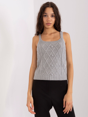 Dzianinowy szary komplet dwuczęściowy top i sweter