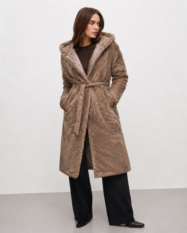 LANGE JACKE MIT HAUBE SCHWARZ (PM7231)