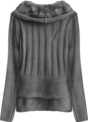 SWETER O GRUBYM SPLOCIE GRAFITOWY (1618)