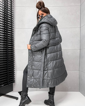 2w1 grafitowa zimowa kurtka - futro