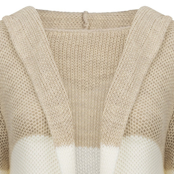 LONGPULLOVER MIT KAPUZE UND TASCHEN BEIGE-WEIß (121ART)
