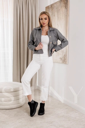 Klasyczna szara kurtka z kołnierzem