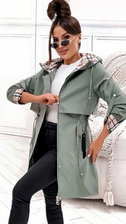 Wiosenna kurtka piaskowa do połowy uda