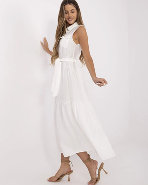 Długa kremowa sukienka bez rękawów